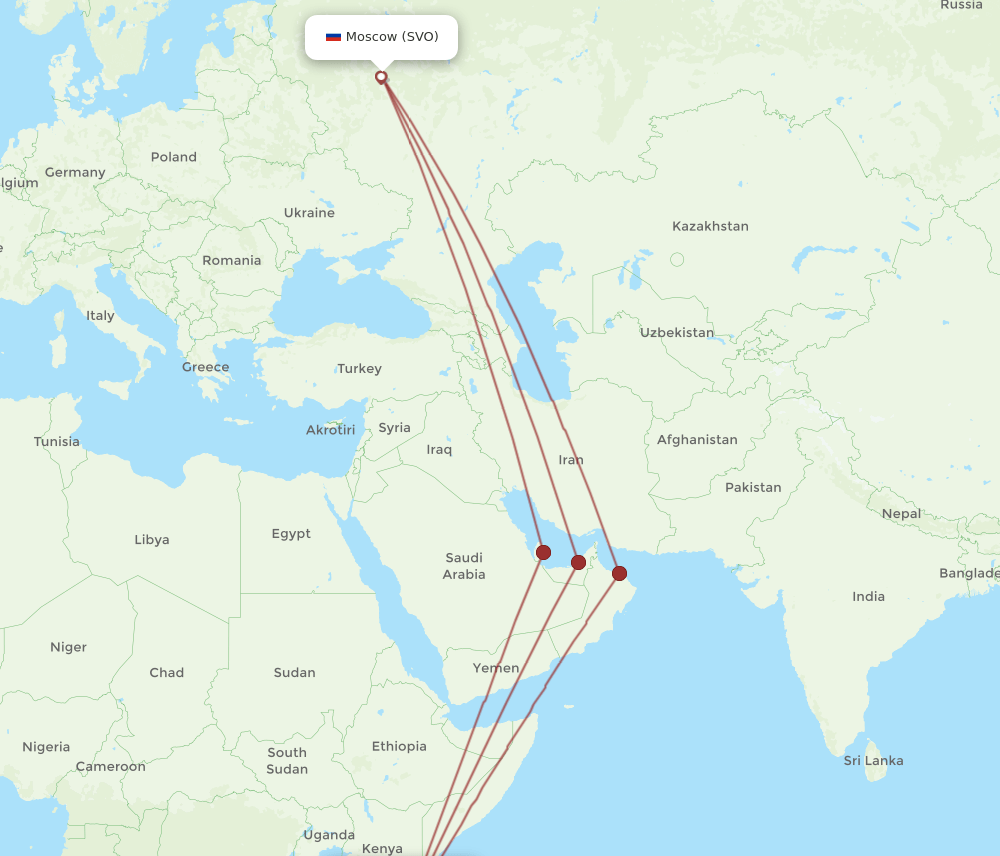 SVO-ZNZ flight routes