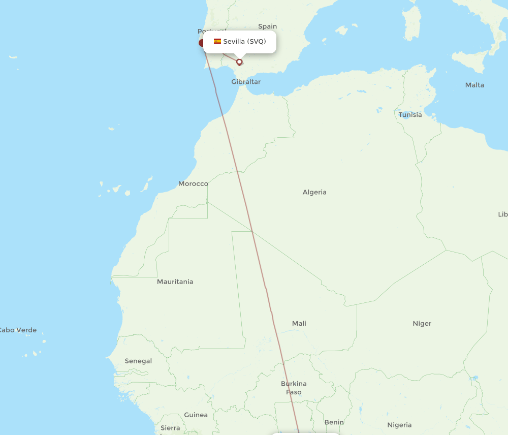 SVQ-ACC flight routes