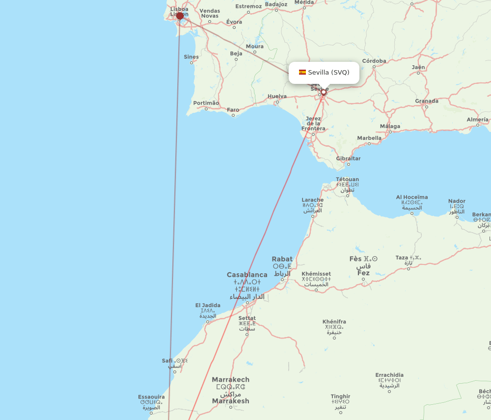 SVQ to AGA flights and routes map