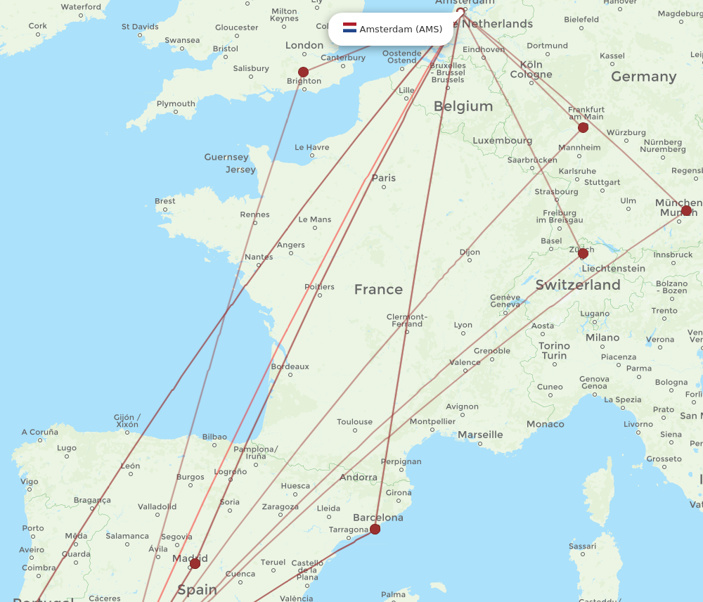 SVQ to AMS flights and routes map