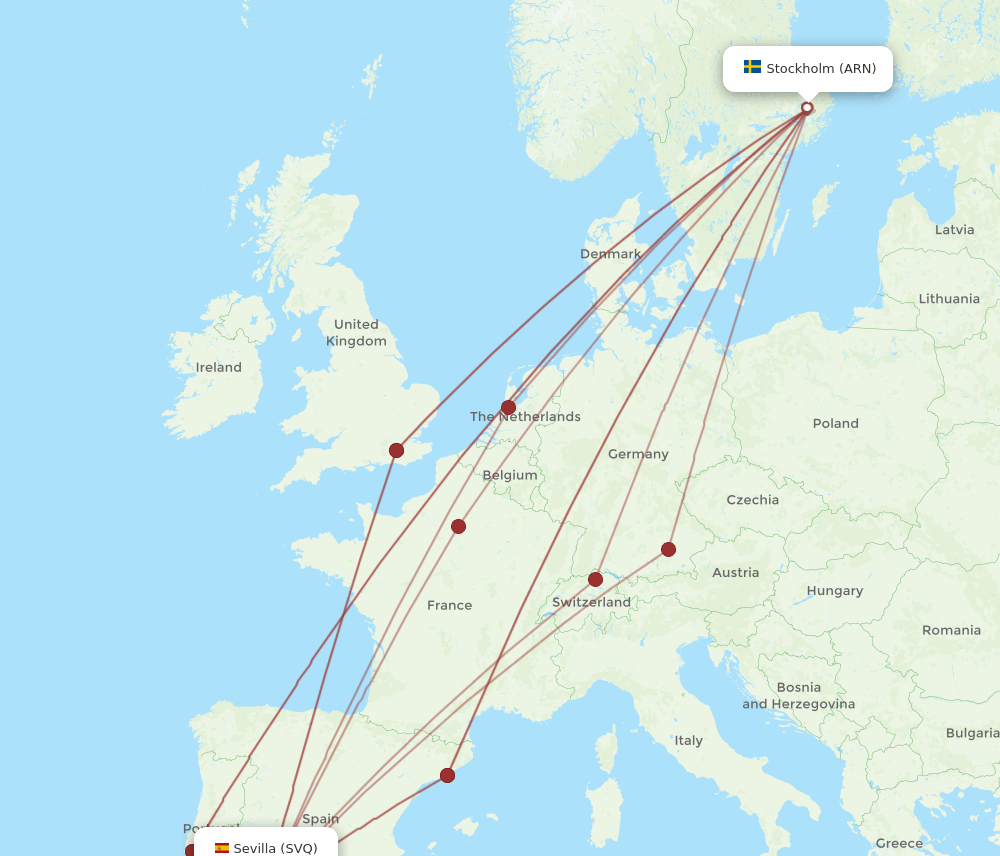 SVQ-ARN flight routes