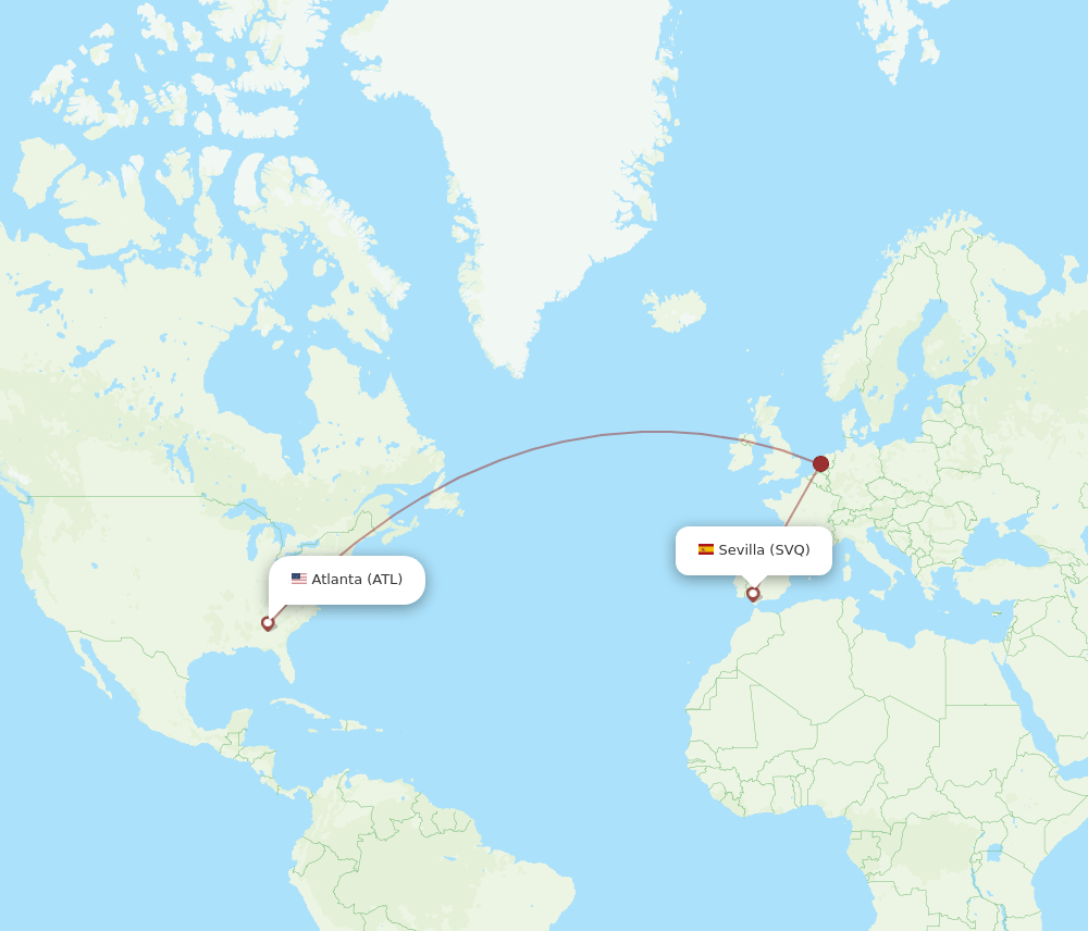 SVQ to ATL flights and routes map