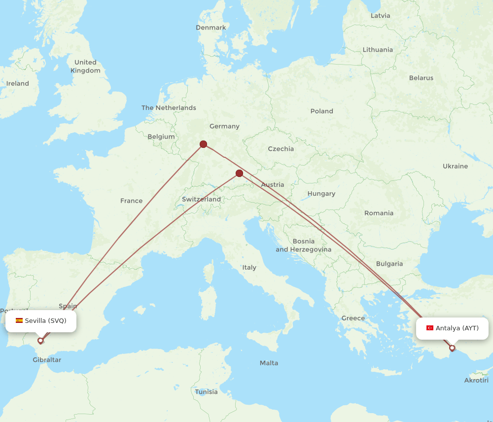 SVQ-AYT flight routes