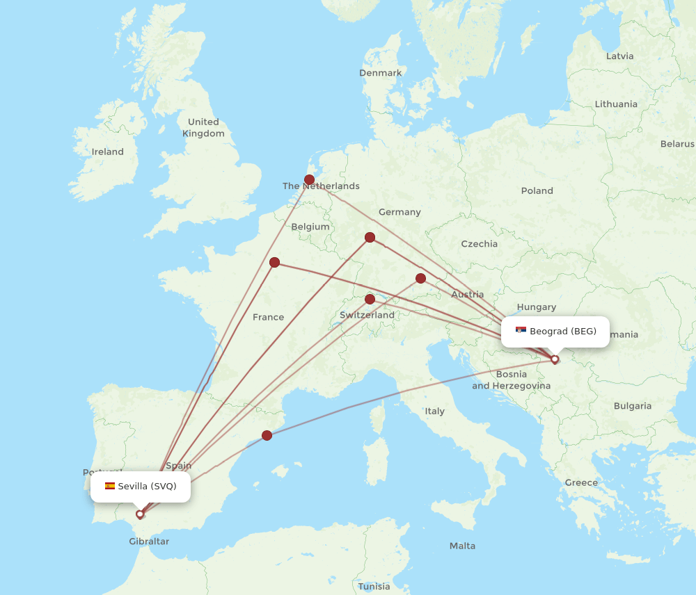 SVQ-BEG flight routes