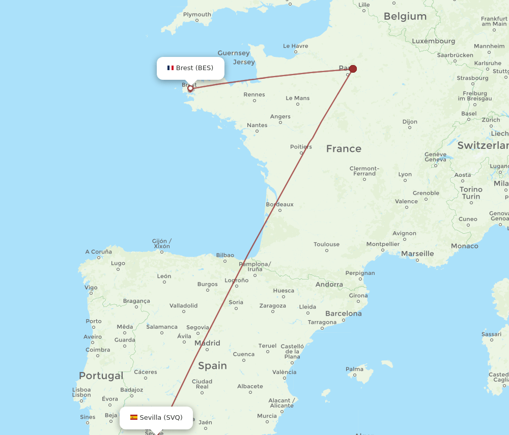 SVQ-BES flight routes