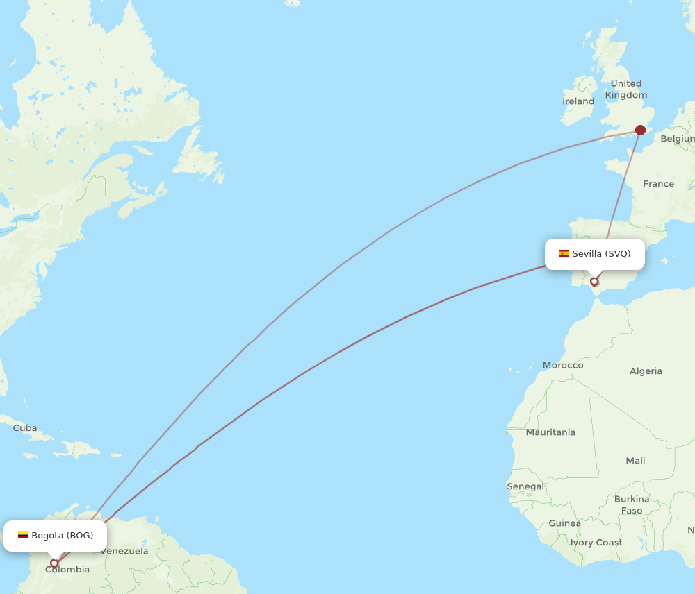SVQ-BOG flight routes