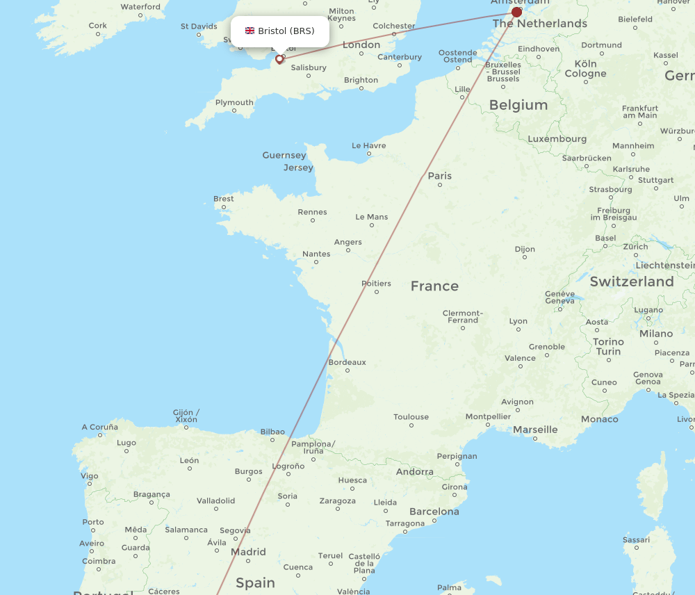 SVQ to BRS flights and routes map