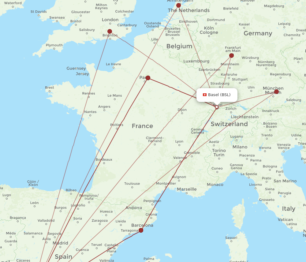 SVQ to BSL flights and routes map