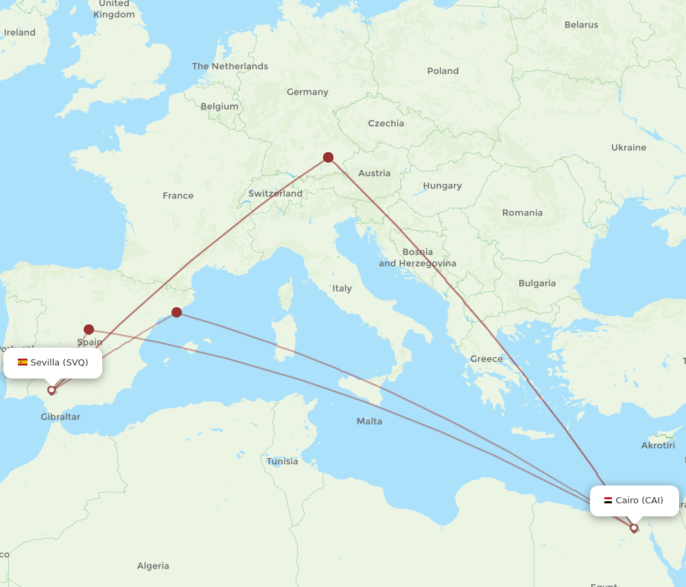 SVQ to CAI flights and routes map
