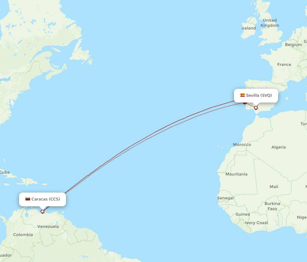 SVQ-CCS flight routes
