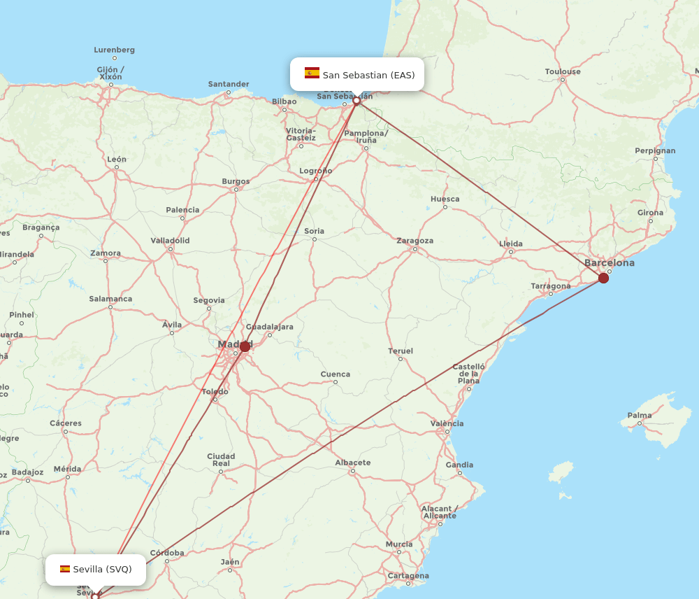 SVQ-EAS flight routes
