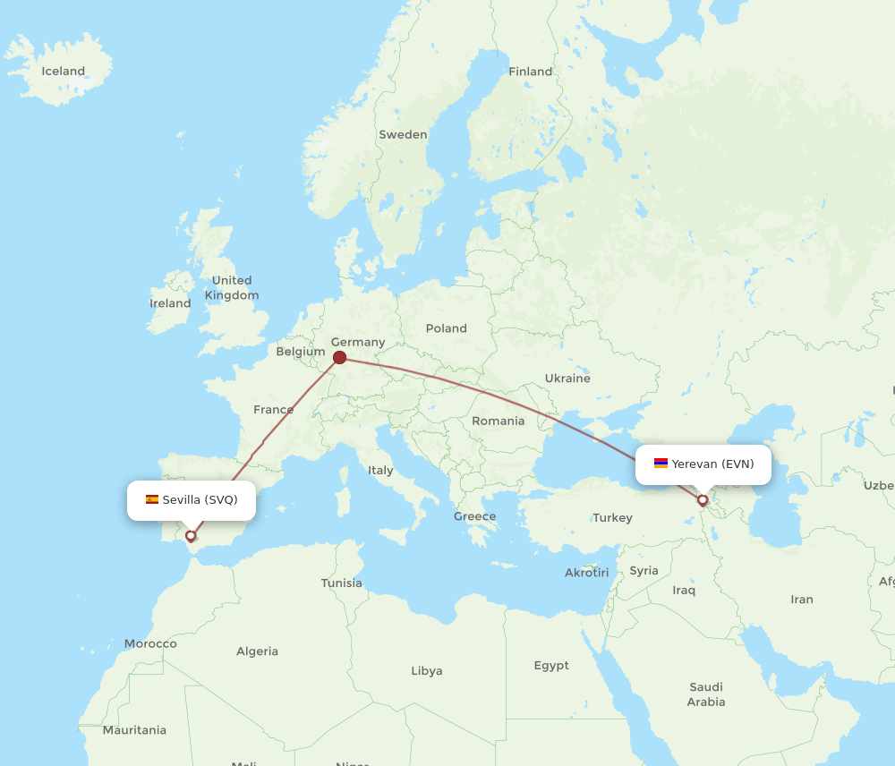 SVQ-EVN flight routes