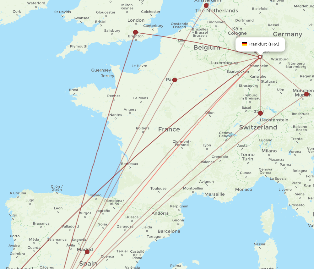 SVQ to FRA flights and routes map