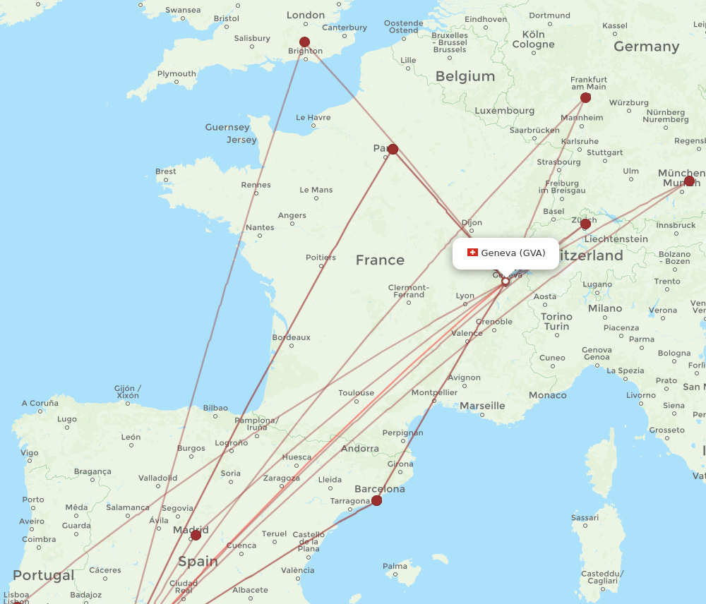 SVQ to GVA flights and routes map