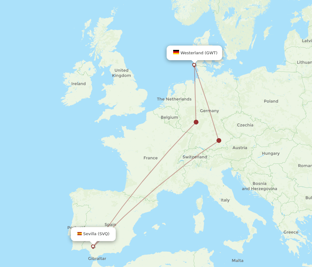 SVQ-GWT flight routes
