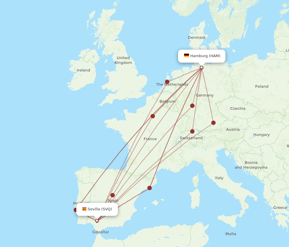 SVQ-HAM flight routes