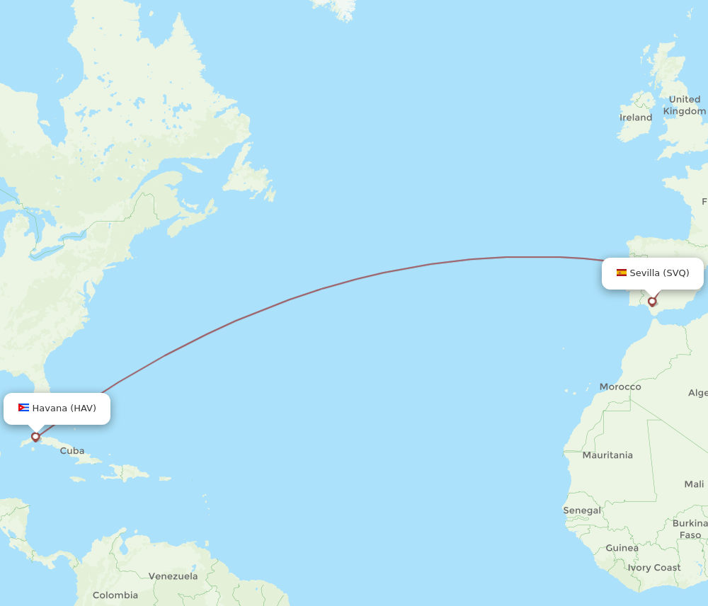 SVQ-HAV flight routes