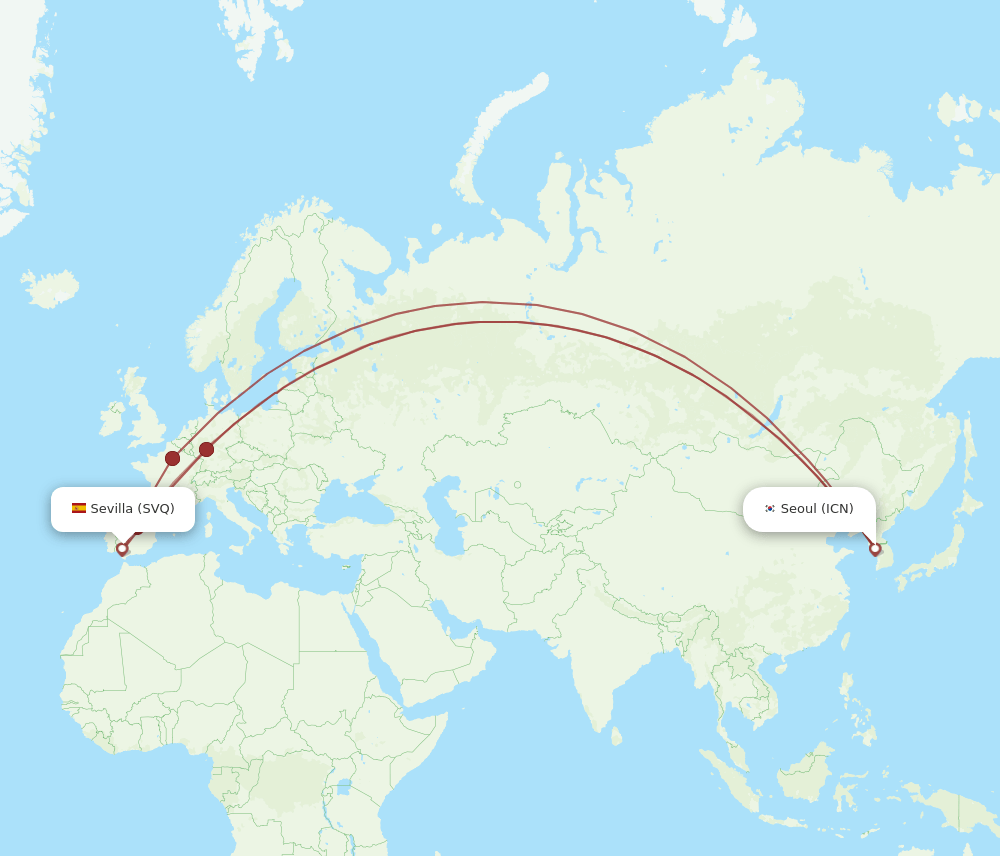 SVQ-ICN flight routes