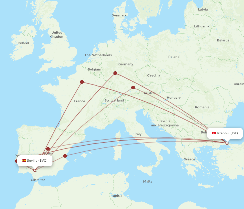 SVQ-IST flight routes