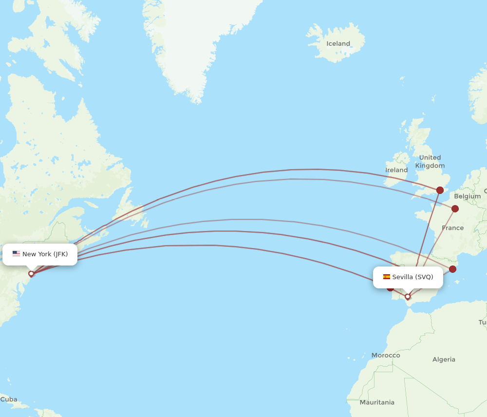 SVQ-JFK flight routes