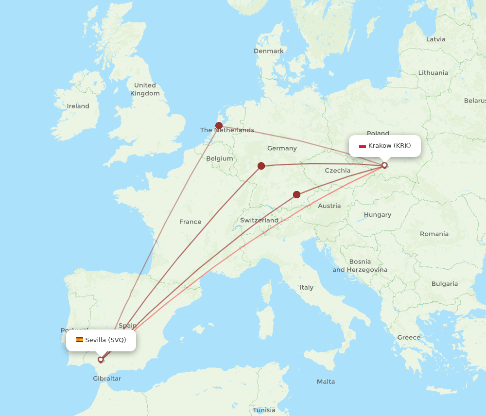 SVQ-KRK flight routes