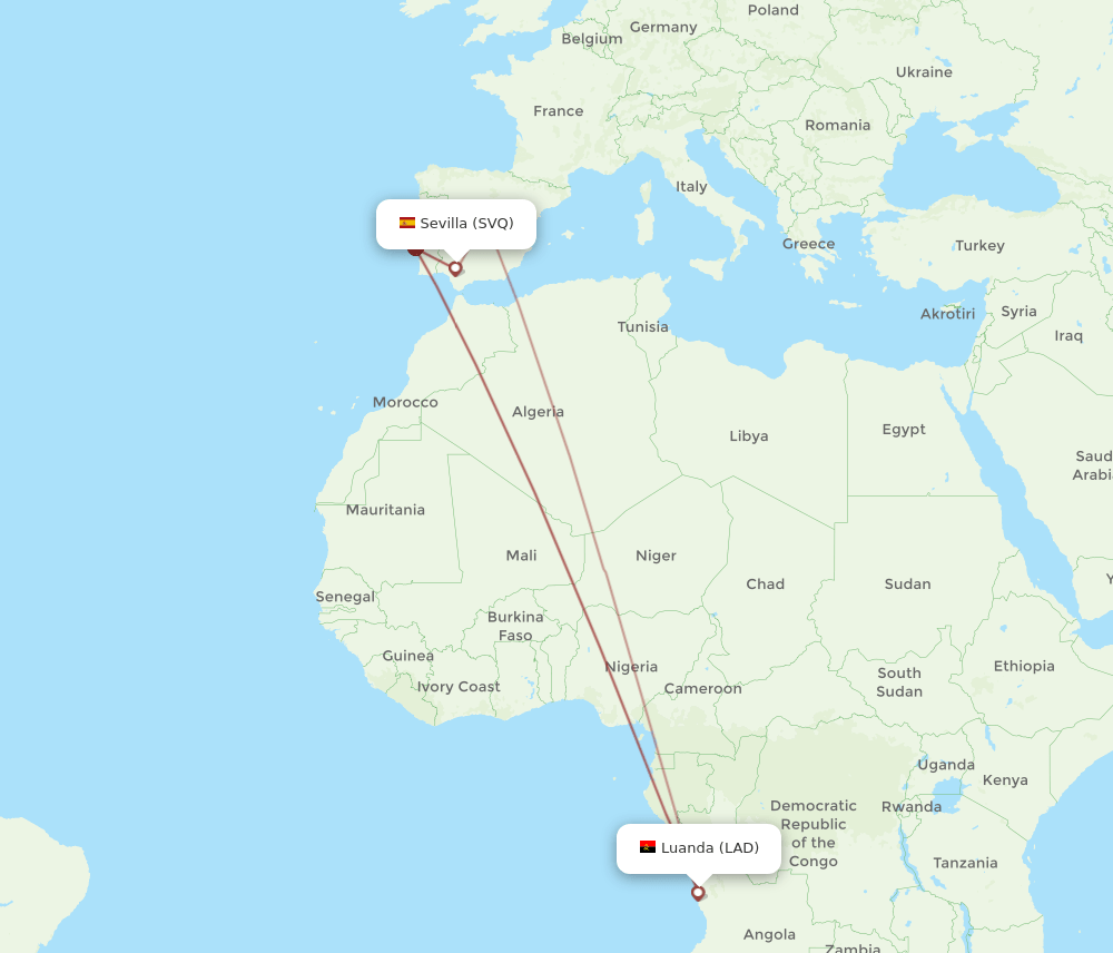 SVQ to LAD flights and routes map