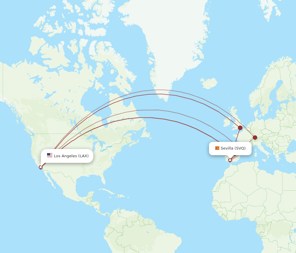 SVQ-LAX flight routes
