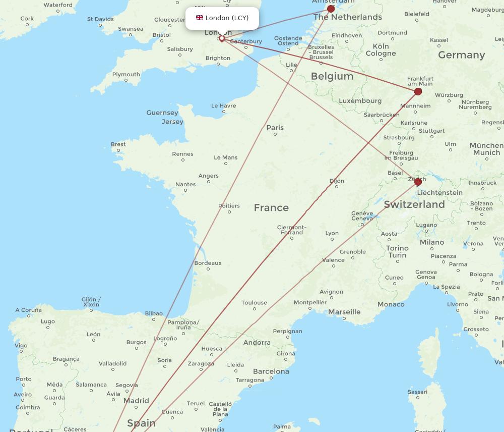 SVQ to LCY flights and routes map