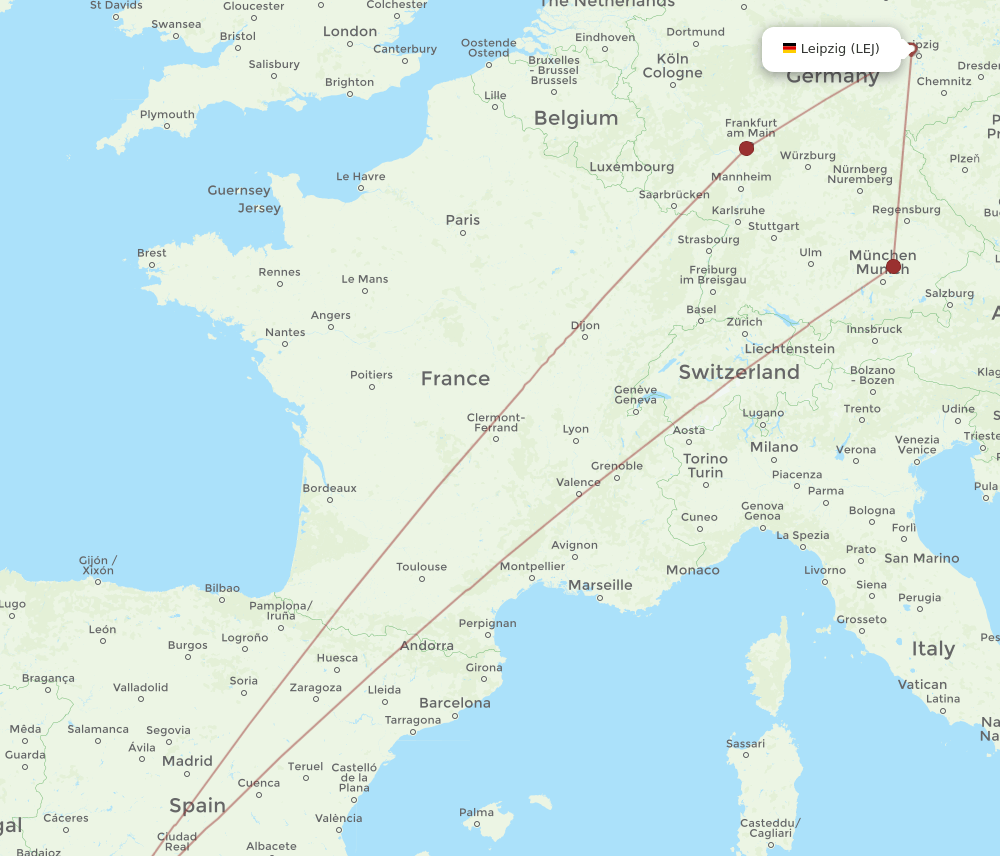 SVQ to LEJ flights and routes map