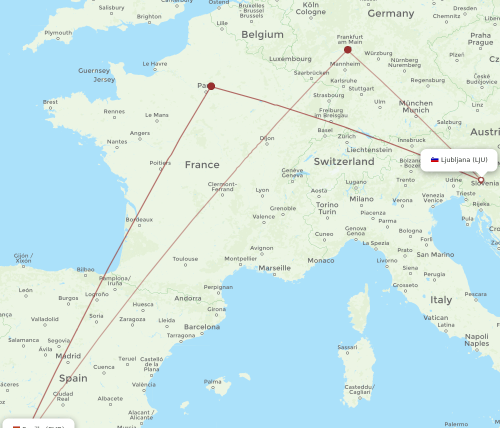 SVQ-LJU flight routes