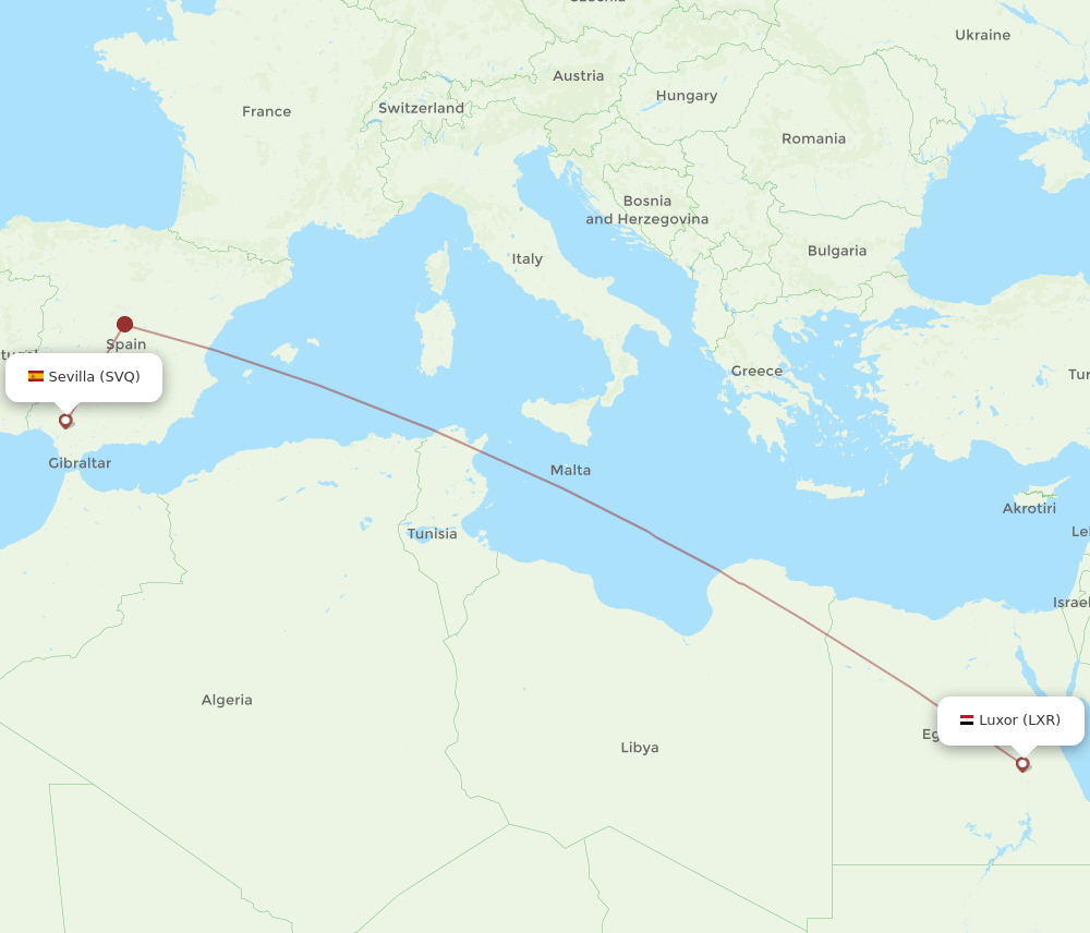SVQ to LXR flights and routes map