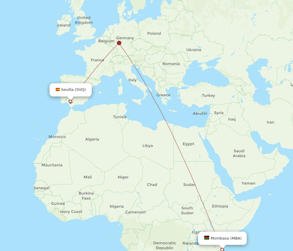SVQ to MBA flights and routes map