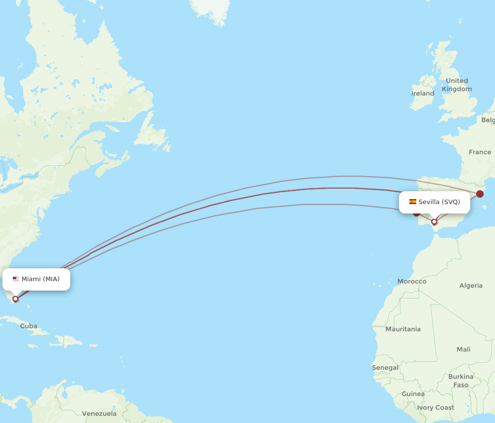 SVQ-MIA flight routes