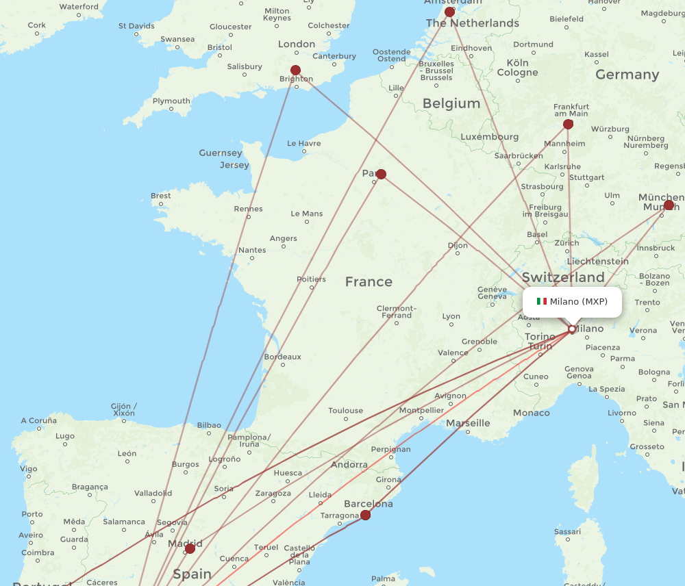 SVQ to MXP flights and routes map