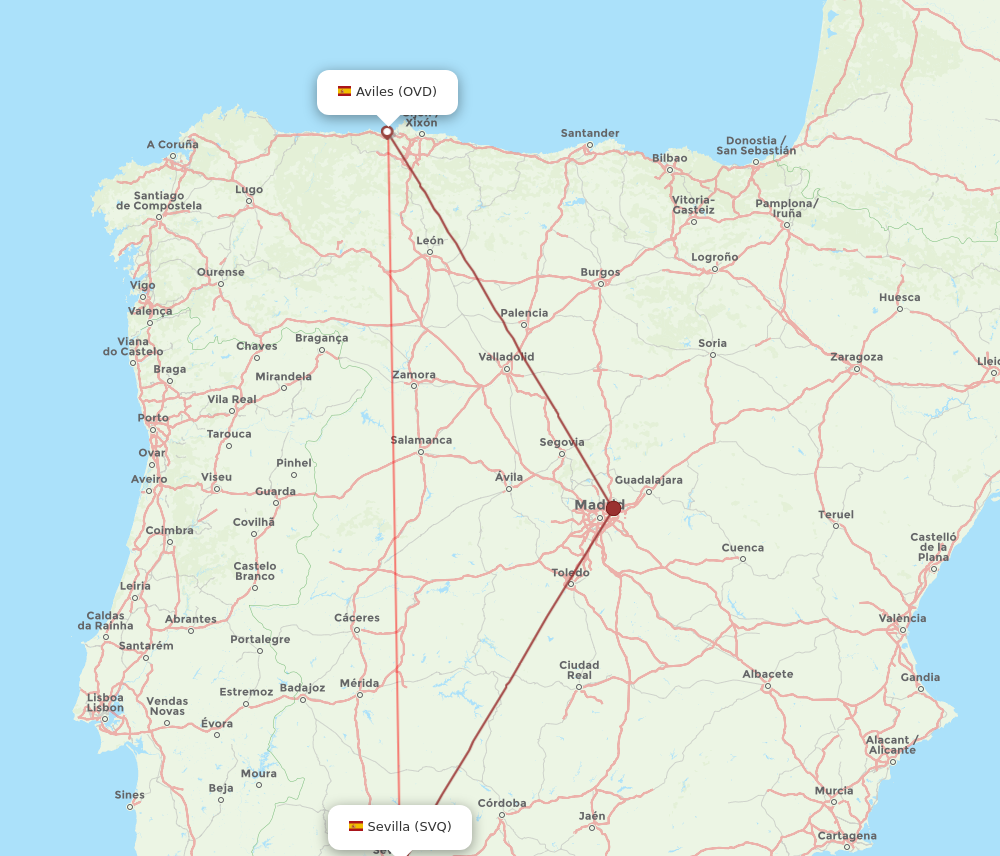 SVQ to OVD flights and routes map