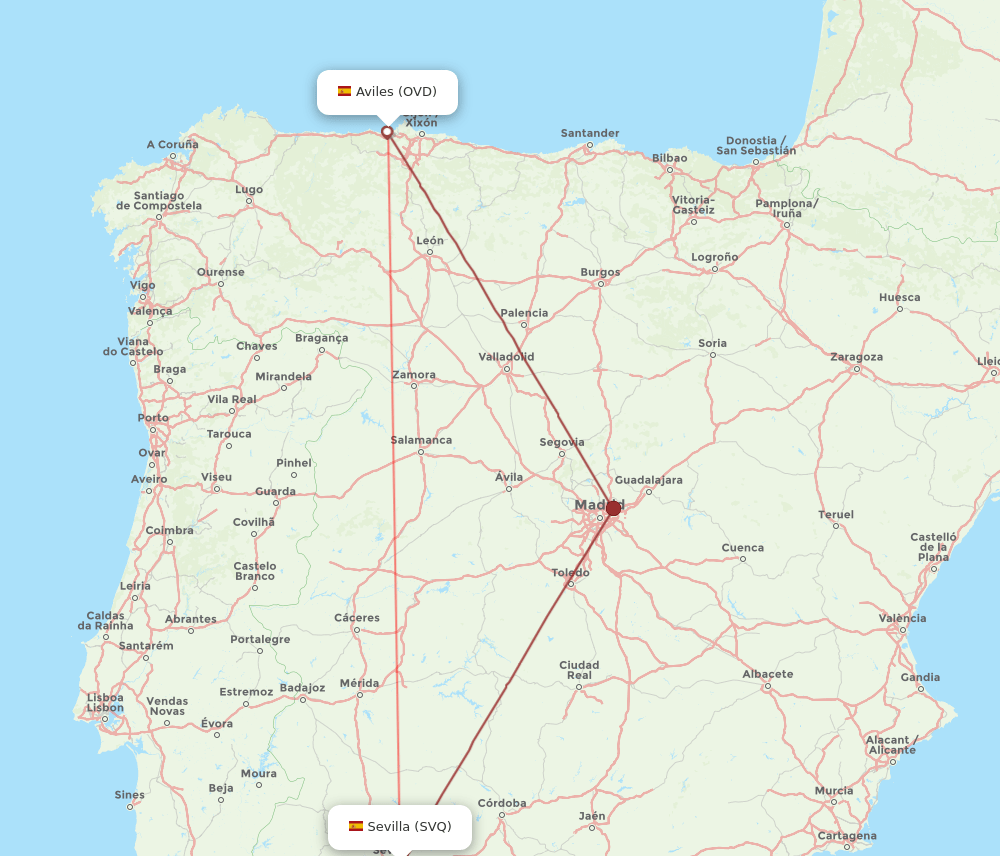 SVQ to OVD flights and routes map