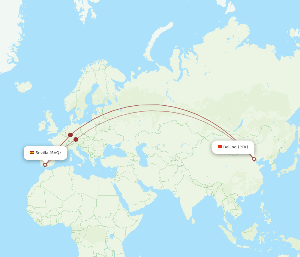 SVQ-PEK flight routes