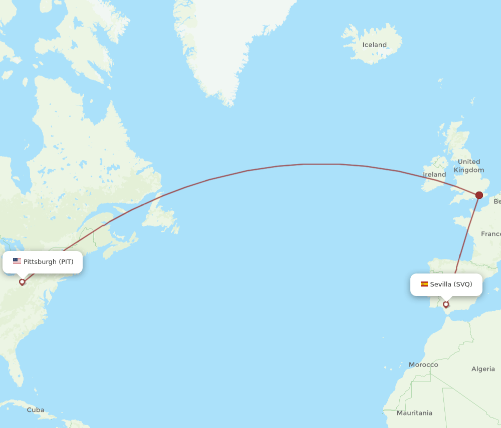 SVQ to PIT flights and routes map