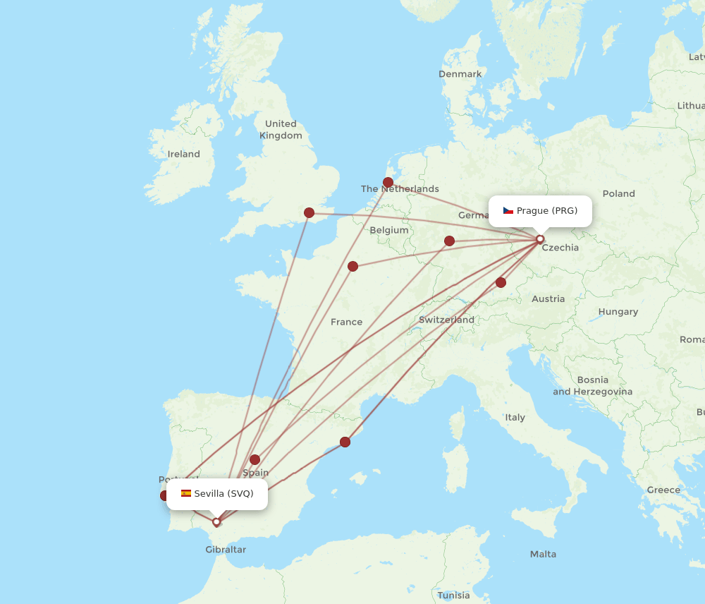 SVQ-PRG flight routes