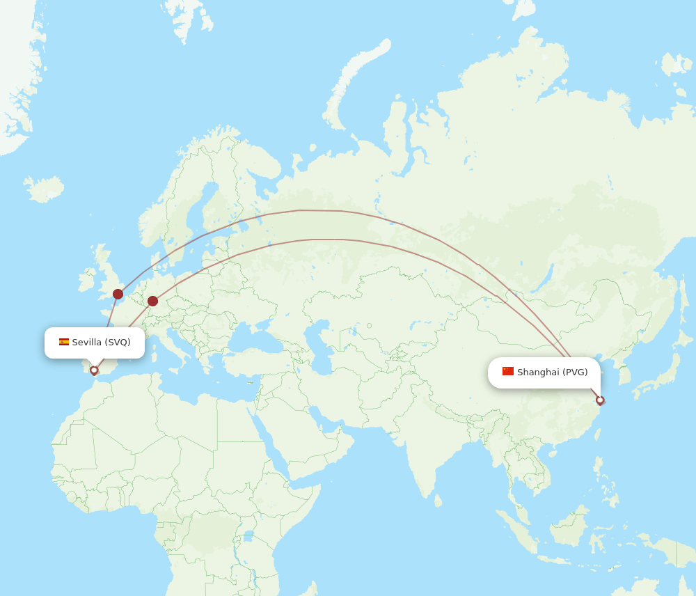 SVQ-PVG flight routes