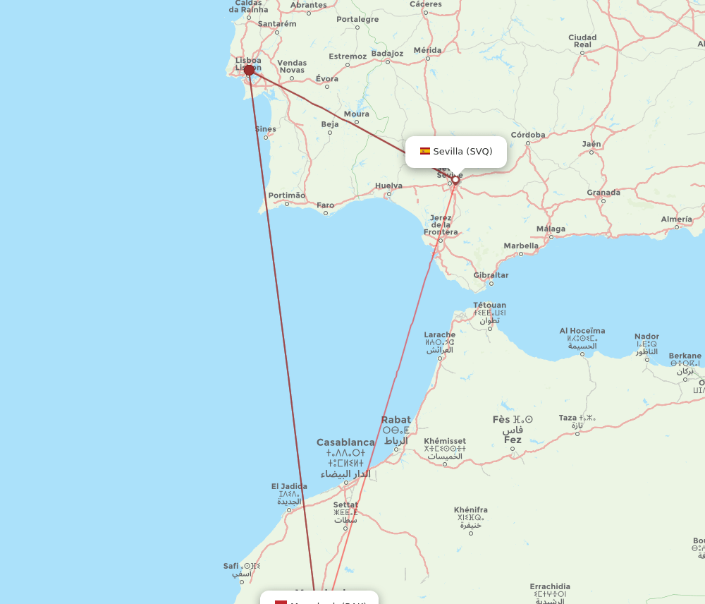 SVQ-RAK flight routes