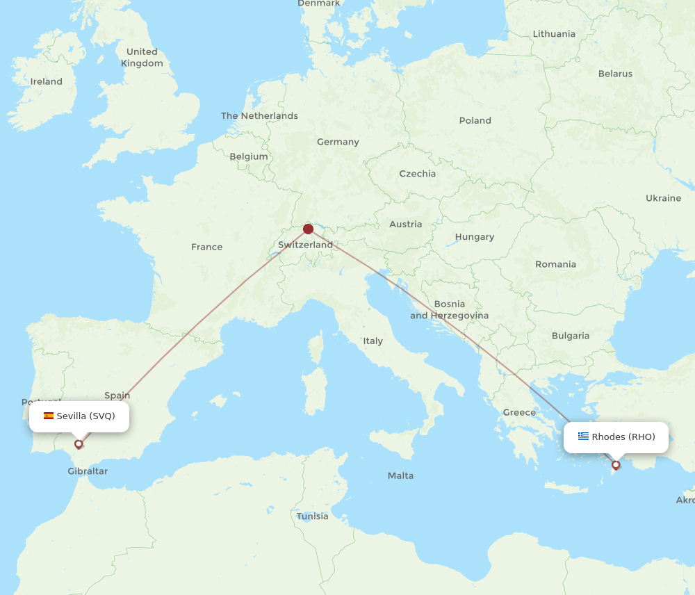 RHO to SVQ flights and routes map