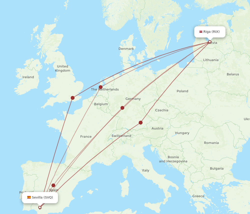 SVQ-RIX flight routes