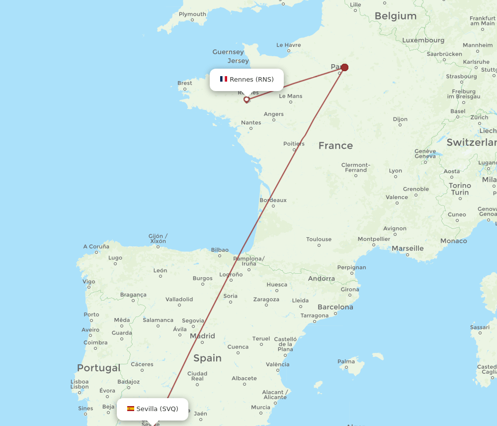 SVQ-RNS flight routes