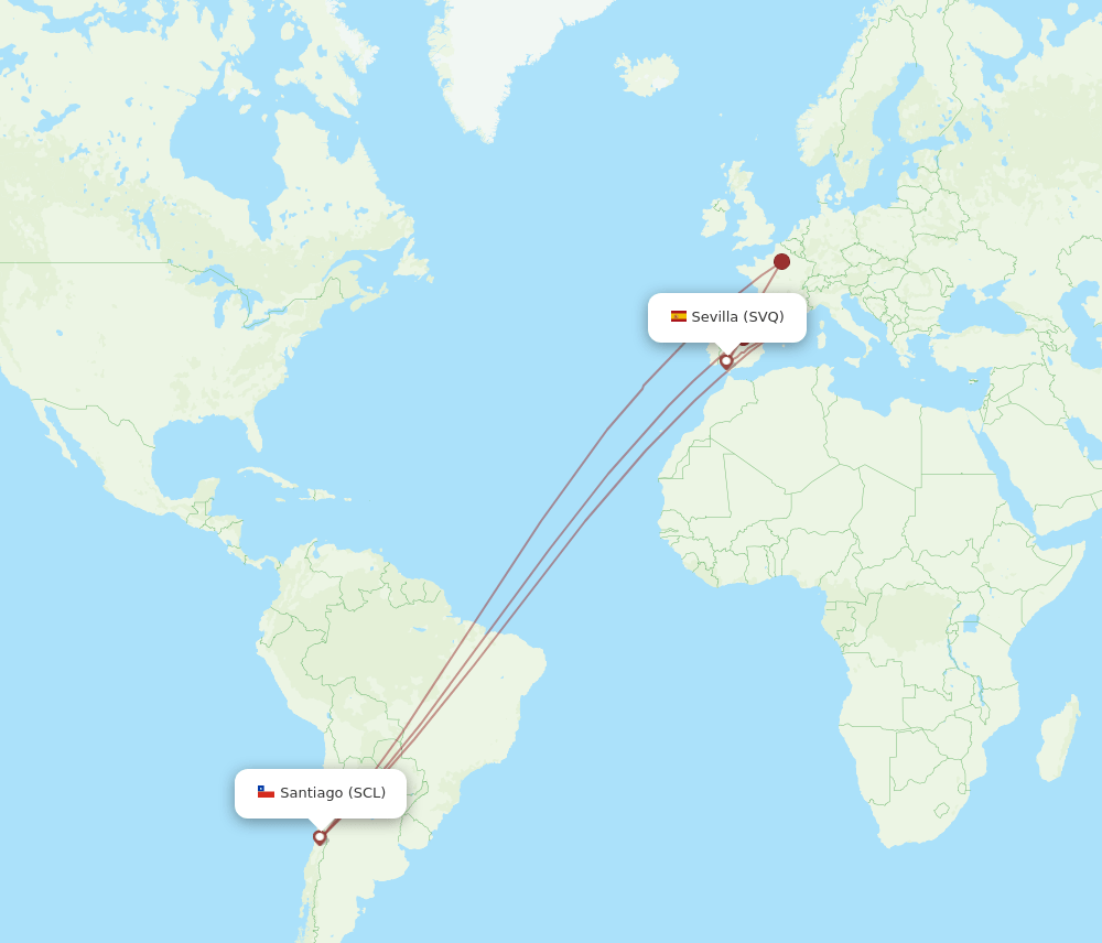 SVQ-SCL flight routes