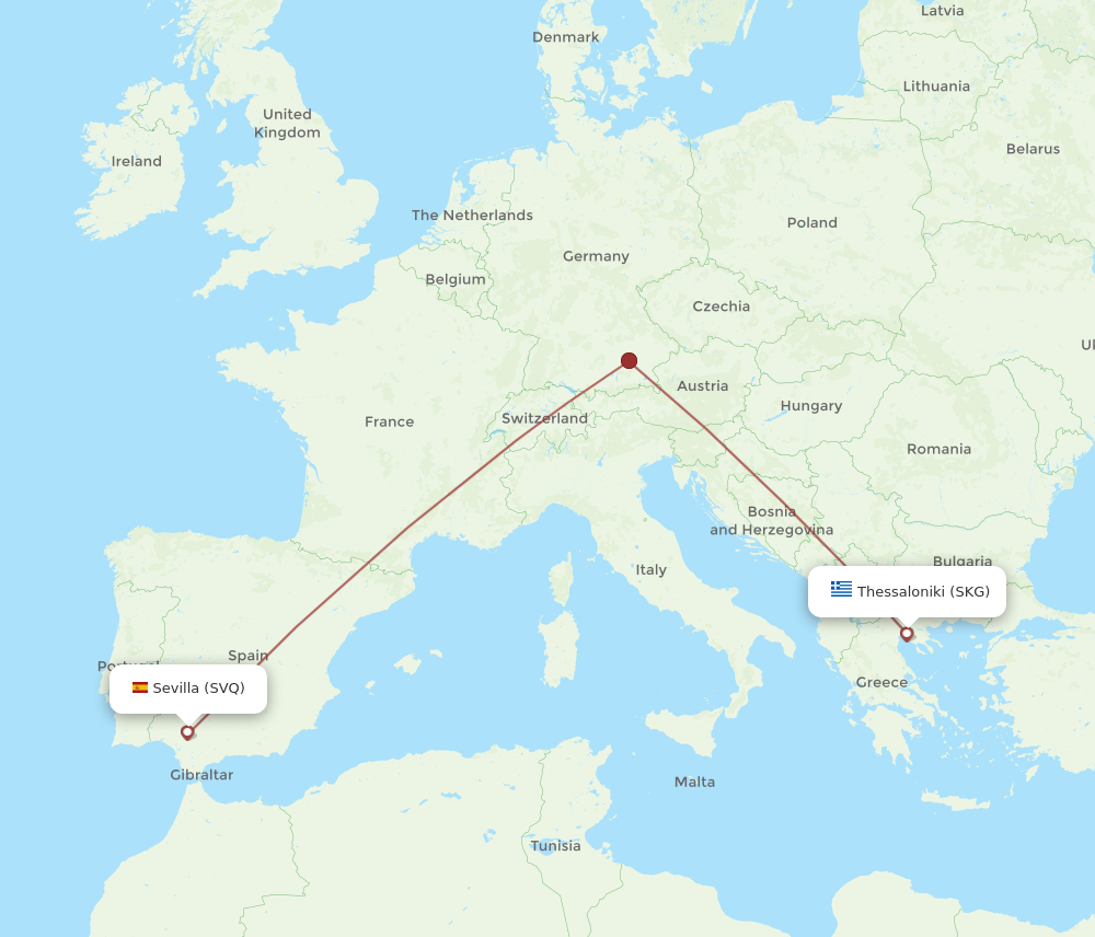 SVQ to SKG flights and routes map