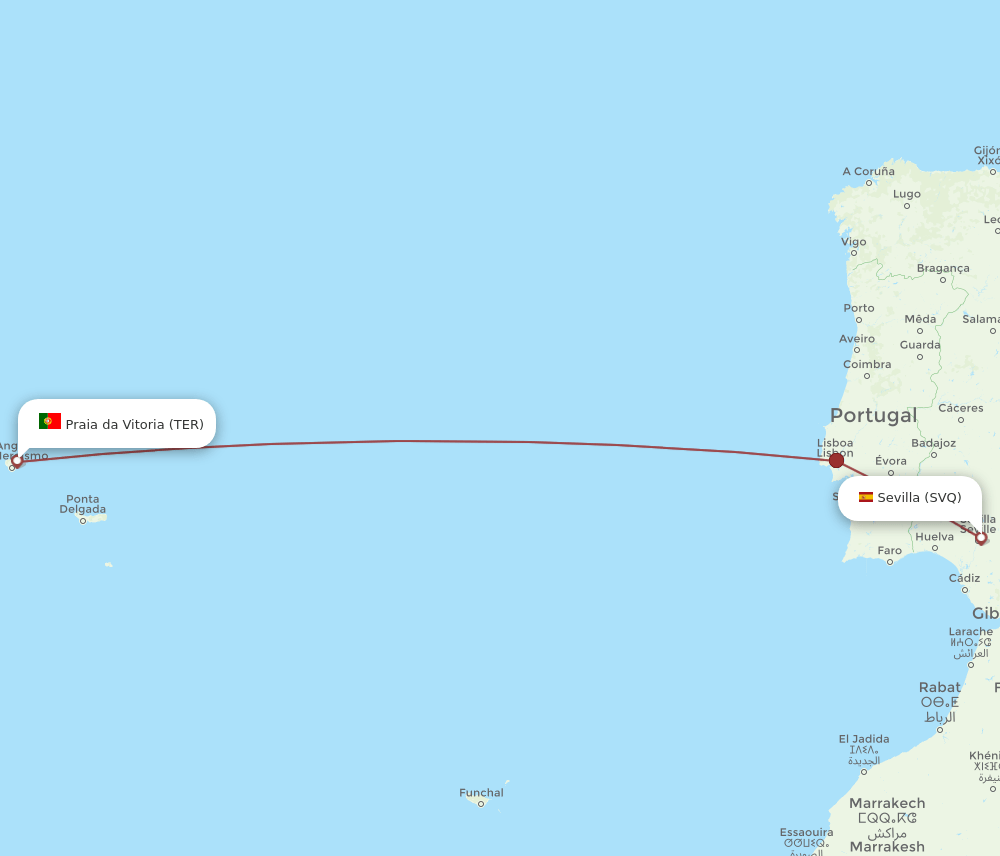 SVQ to TER flights and routes map