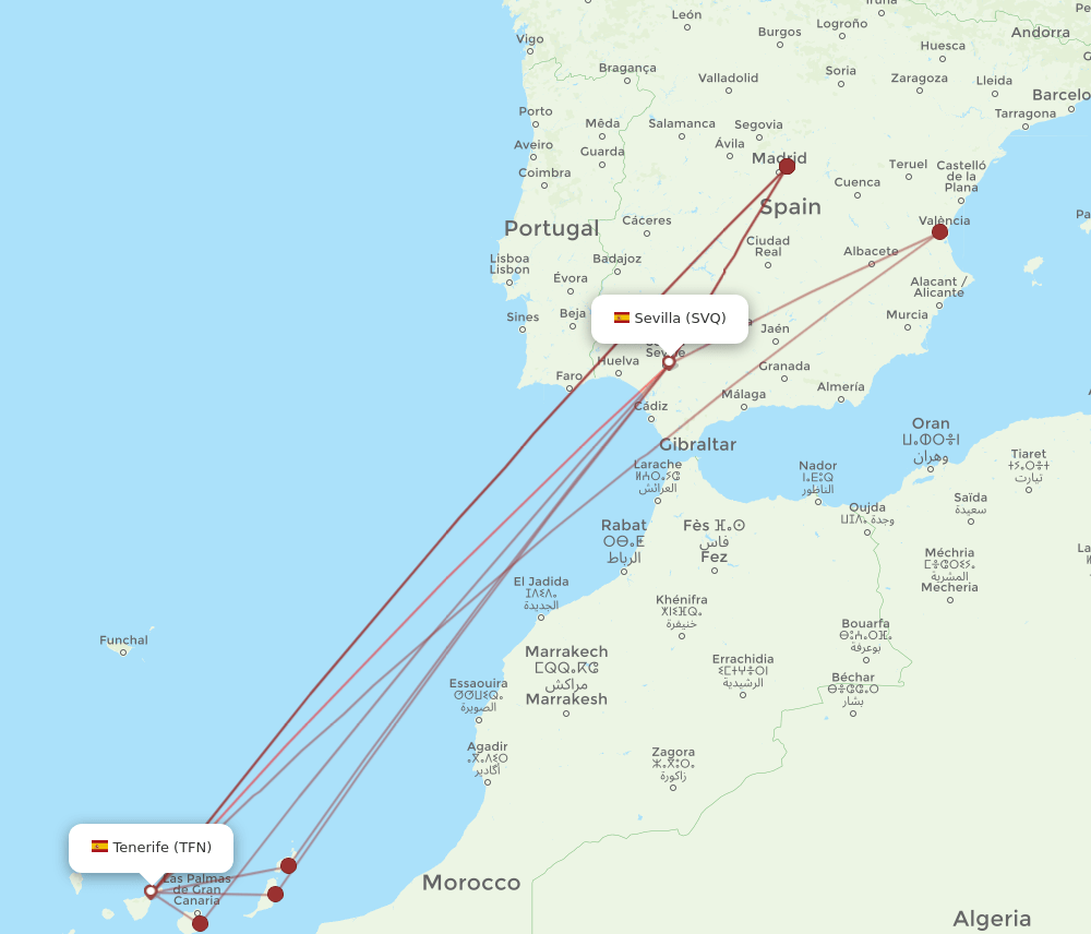 SVQ-TFN flight routes