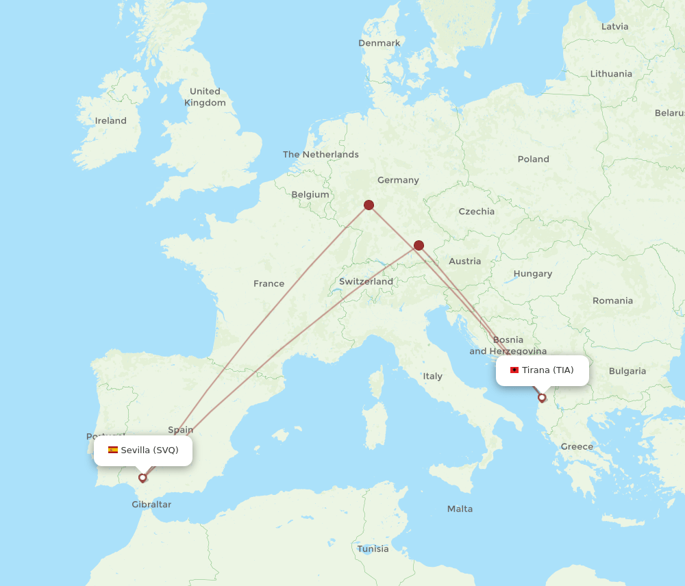 SVQ-TIA flight routes