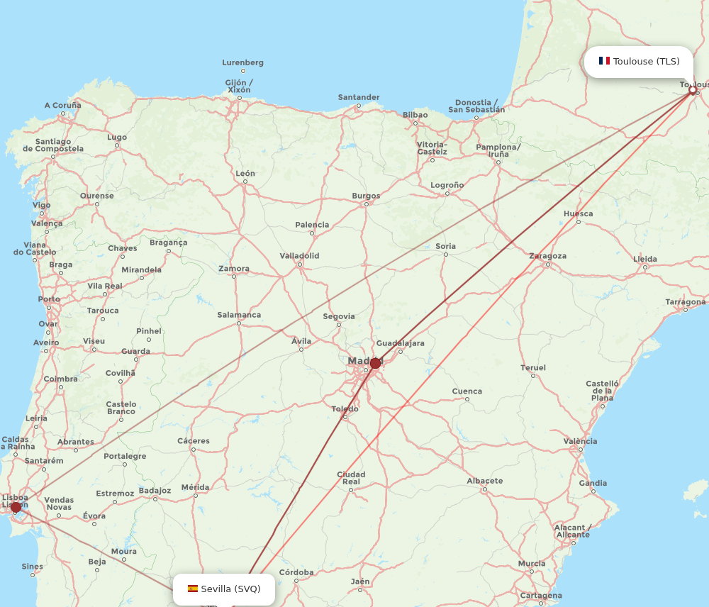 SVQ to TLS flights and routes map